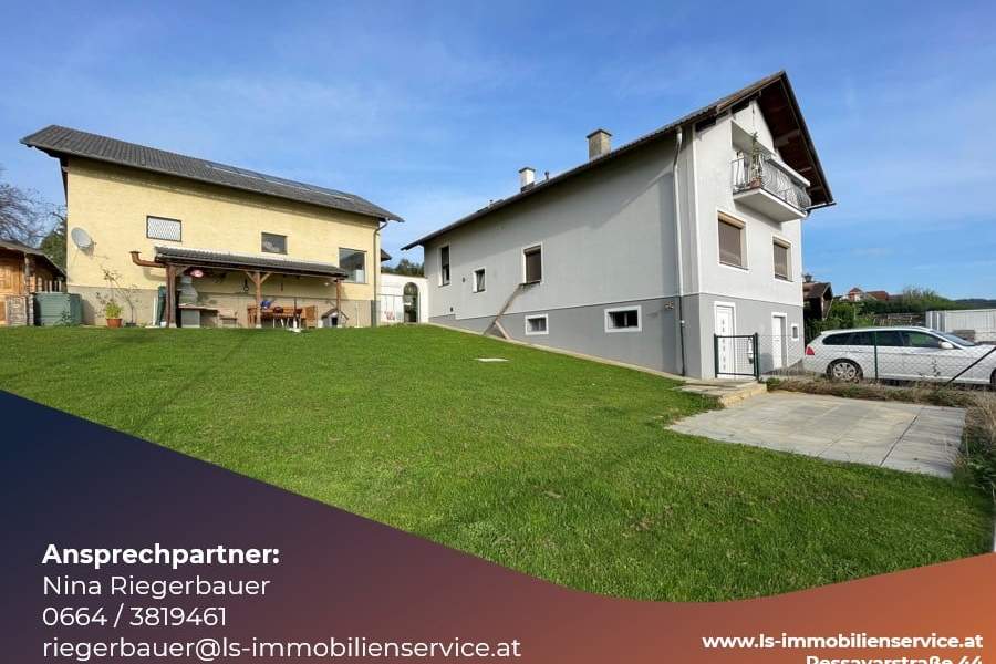 Wohnhaus mit zwei Wohneinheiten und Gebäude mit 3 Garagen und Ausbaumöglichkeit in sonniger erhöhter Lage in Pinggau zu verkaufen!, Haus-kauf, 324.000,€, 8243 Hartberg-Fürstenfeld