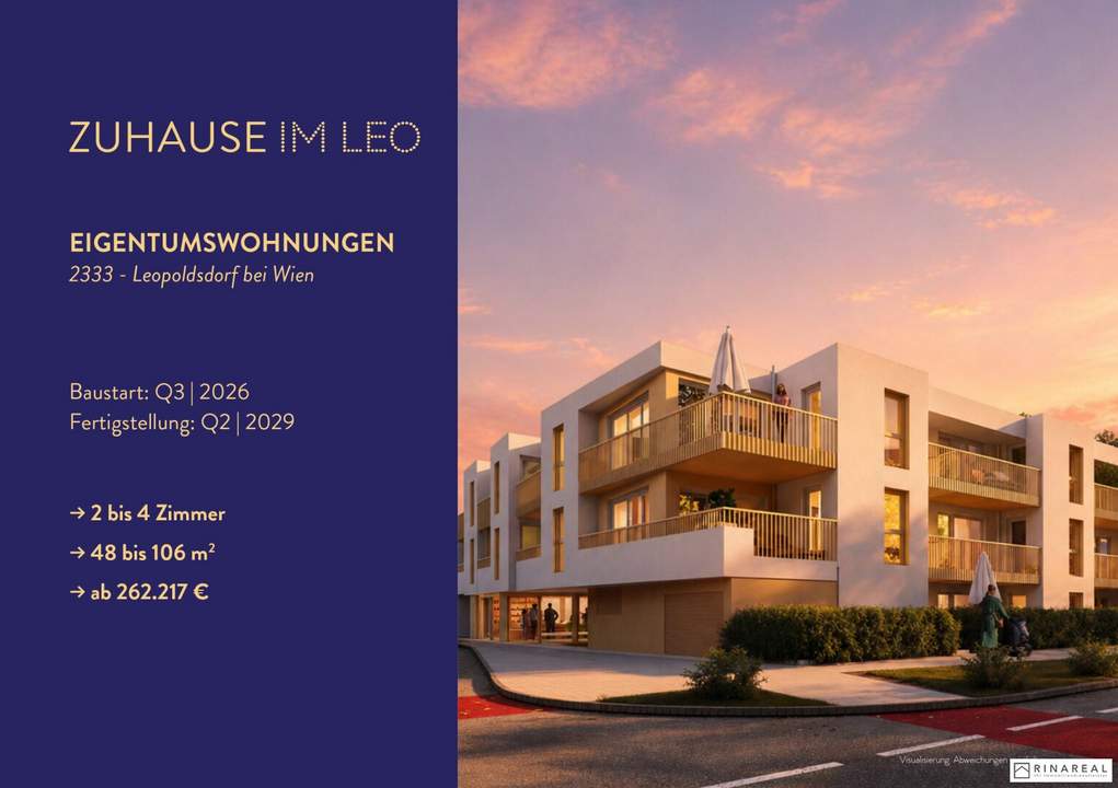 Zuhause IM LEO | Exklusive 2 Zimmer Balkonwohnung | 1.OG | Tiefgarage im Gebäude | Hauptstraße | Sommer 2029 - Top 20