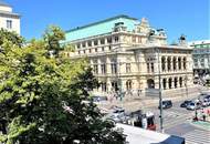 STAATSOPER-BLICK, Opernring, klimatisierte 5 Zimmer, Stehbalkon, Komplettküche, Badezimmer, teilweise Flügeltüren, Parketten