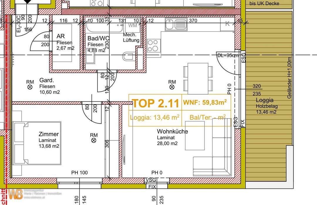 Provisionsfrei !! NEUBAU ~60m² + 13m2 Loggia + Garage + Blick auf den Braunsberg