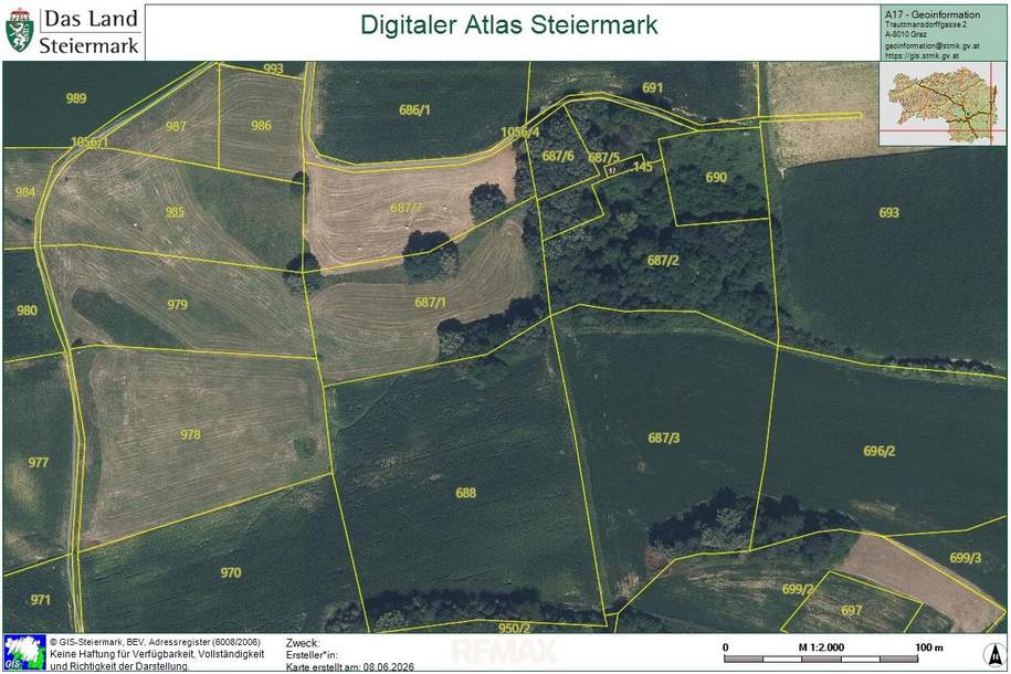Vielseitiges Grundstück mit Landwirtschaftsfläche &amp; Wald im Naturschutzgebiet!, Grund und Boden-kauf, 119.000,€, 8354 Südoststeiermark
