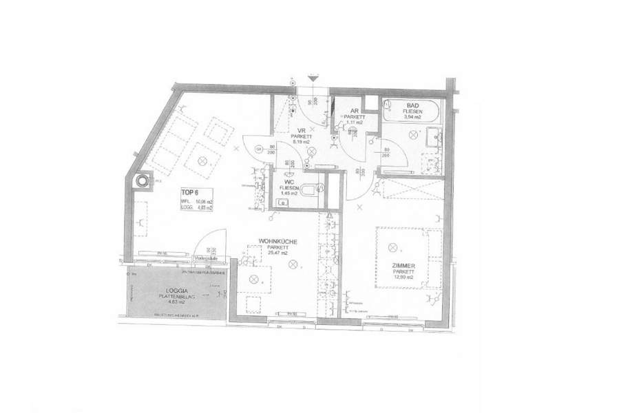 2-Zimmer-Neubauwohnung inkl Komplettküche, Loggia Außenfläche und Kellerabteil - Zugang über Jedleseer Staße 5 /PW10 1-06, Wohnung-miete, 828,05,€, 1210 Wien 21., Floridsdorf