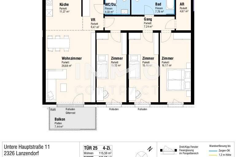 Gut geschnittene 4 Zimmer Wohnung, Wohnung-kauf, 280.000,€, 2326 Bruck an der Leitha