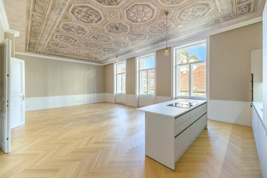 Klassik & Design - Exklusive Stilwohnung mit Stuck, Kochinsel & edler Ausstattung, Wohnung-miete, 4.640,00,€, 1070 Wien 7., Neubau