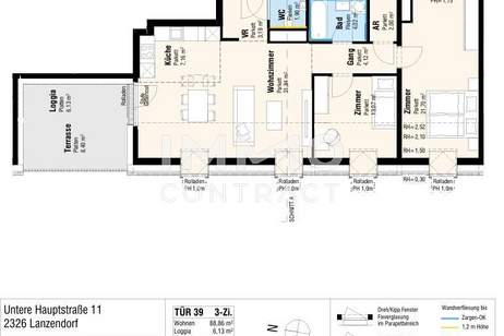 große Terrasse schöne 3 Zimmer, Wohnung-kauf, 280.000,€, 2326 Bruck an der Leitha