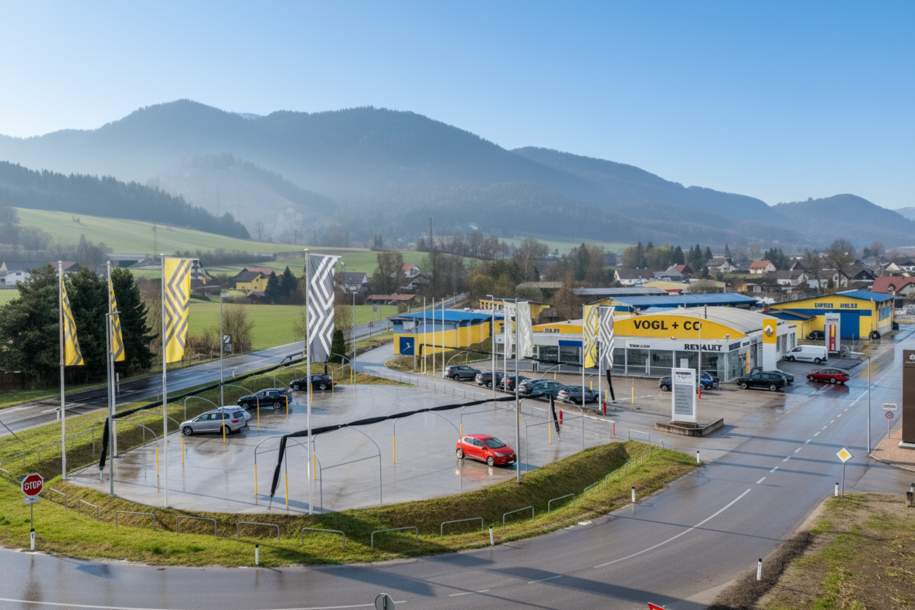 Autohaus mit Werkstatt und befestigten Ausstellungsflächen in Langenwang, Gewerbeobjekt-kauf, 399.000,€, 8665 Bruck-Mürzzuschlag