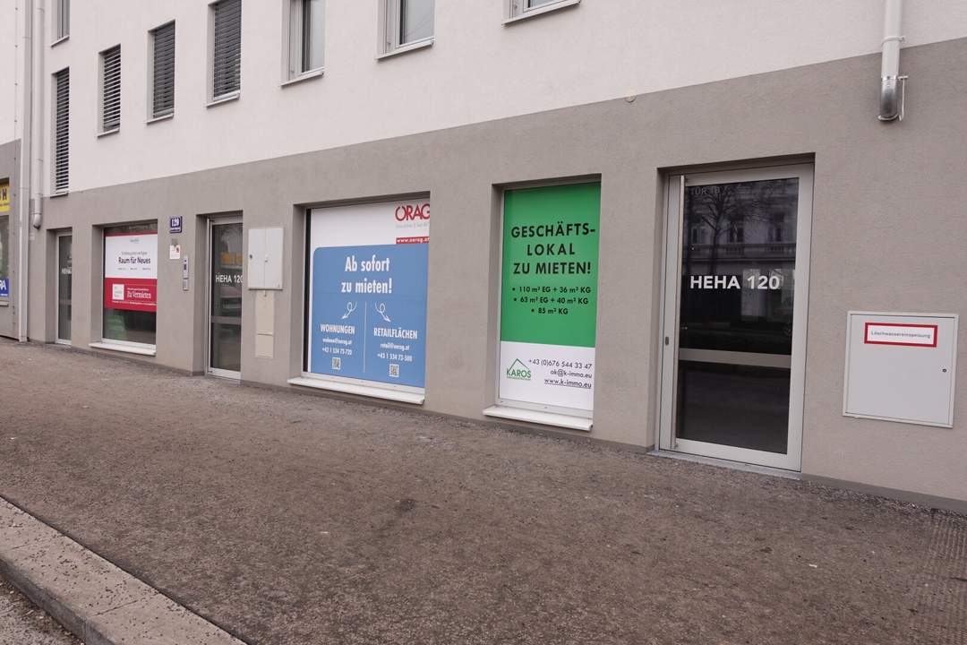63 m² Geschäftslokal plus 40 m² Lager - ERSTBEZUG
