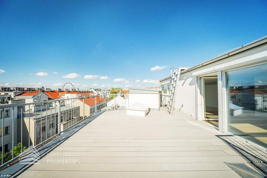 Großzügige Dachgeschoßwohnung mit ruhiger Dachterrasse und Balkon, Nähe Augarten!, Wohnung-kauf, 1.090.000,€, 1020 Wien 2., Leopoldstadt