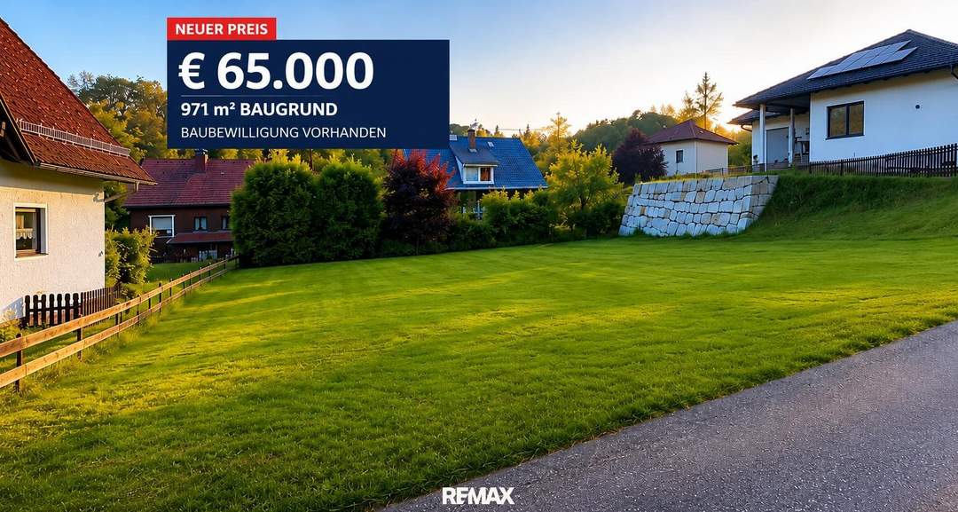 NEUER PREIS: 971 m² Baugrund mit genehmigtem 185-m²-Hausprojekt – nur € 65.000.MEHR ALS NUR EIN GRUNDSTÜCK – IHR NEUES ZUHAUSE IST BEREITS GEPLANT