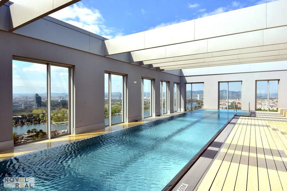 TEILMÖBLIERT MIT LOGGIA - POOL/SAUNA/FITNESS - VIENNA 22 MIT FERNBLICK, Wohnung-miete, 1.397,00,€, 1220 Wien 22., Donaustadt