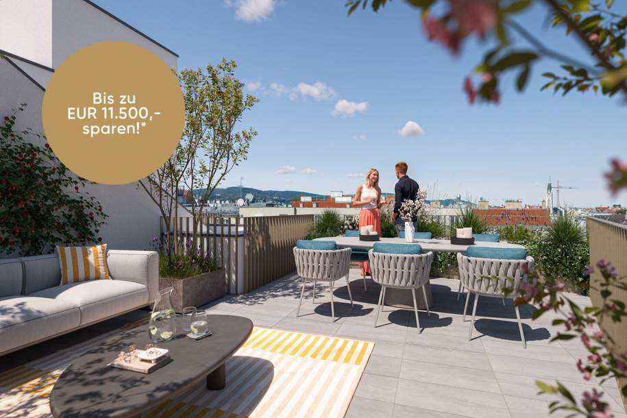 Nachhaltiges Wohnen beim Yppenplatz - Großzügige Dachgeschosswohnung - 3-Zimmer-Wohntraum, Wohnung-kauf, 635.900,€, 1170 Wien 17., Hernals