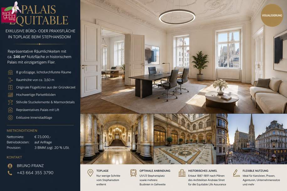 Repräsentative Büro- oder Praxisfläche in Toplage beim Stephansdom, Gewerbeobjekt-miete, 23.898,64,€, 1010 Wien 1., Innere Stadt
