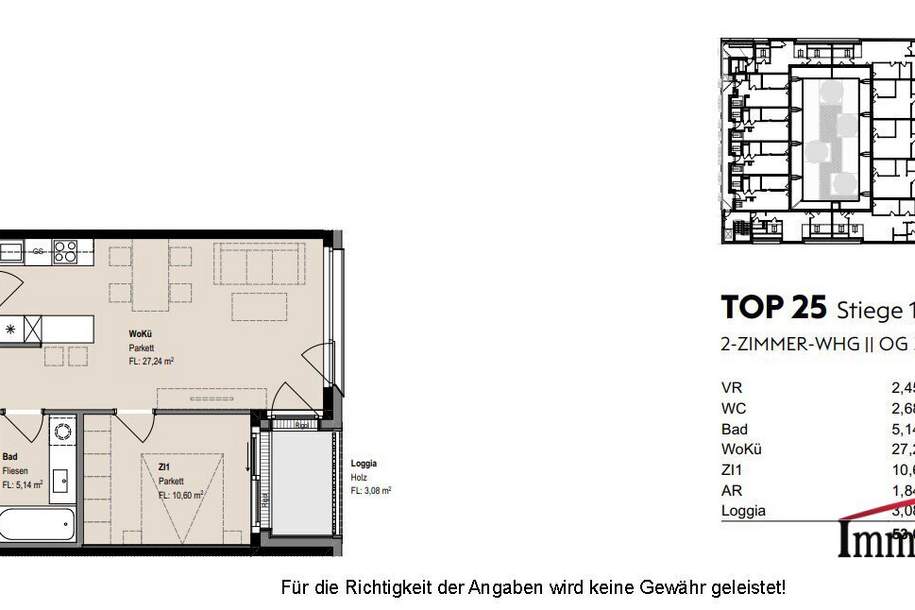 TOPLAGE und ERSTBEZUG: Straßenseitige, moderne 2-Zimmerwohnung mit Loggia! Besichtigung ab Februar 2025 möglich!, Wohnung-miete, 1.550,00,€, 1070 Wien 7., Neubau