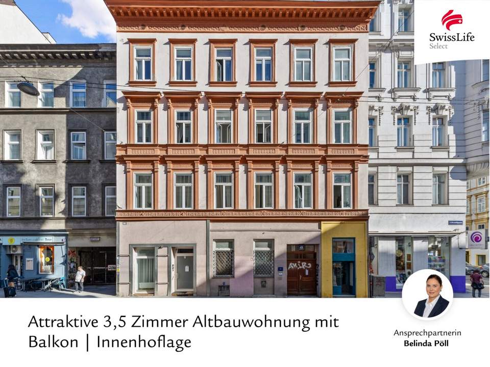 Neustiftgasse | Attraktive 3,5 Zimmer Altbauwohnung mit Balkon | Innenhoflage