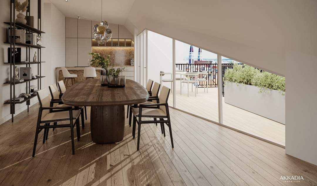 Modernes Dachgeschoss mit flexibler Raumaufteilung und Terrasse