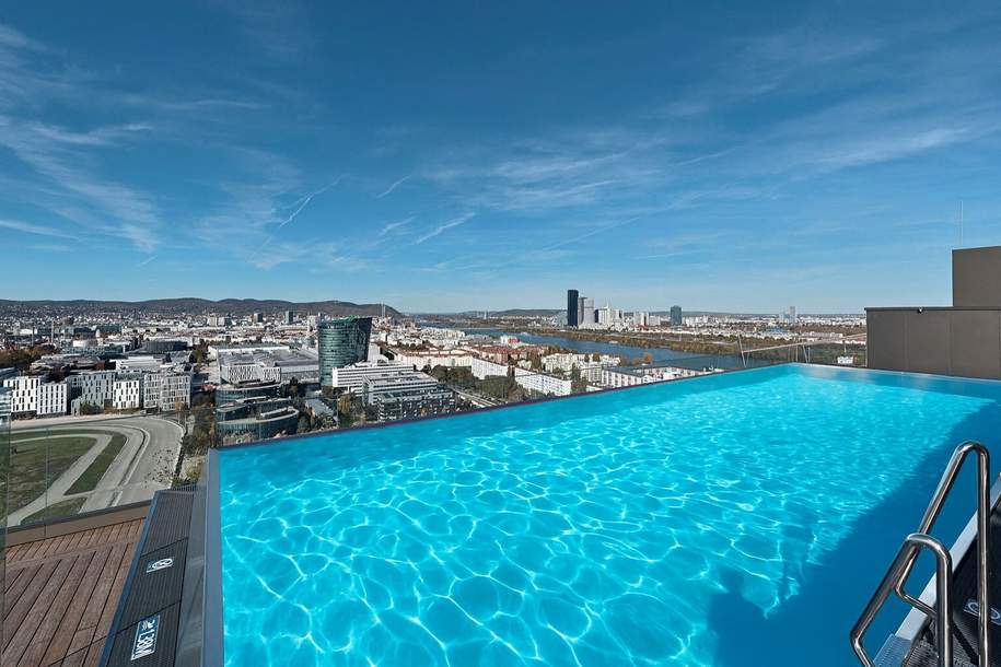 SENSATIONELLER BLICK über den GRÜNEN PRATER vom 26. Stock (oberste Wohnetage)! Roof-Top-Pool + Fitness + Concierge-Service + Garage, Wohnung-kauf, 1.690.000,€, 1020 Wien 2., Leopoldstadt