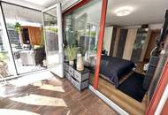 DORNBIRN-Gartenwohnung/Terrassenwohnung, ca. 57 m2 plus beheizter, ganzjährig nutzbarer Wintergarten ca. 19 m2, wie ein 2. Wohnzimmer, inkl. 1 TG, direkter Zweit-Zugang über die Terrassenanlage, verschließbares Gartentor.