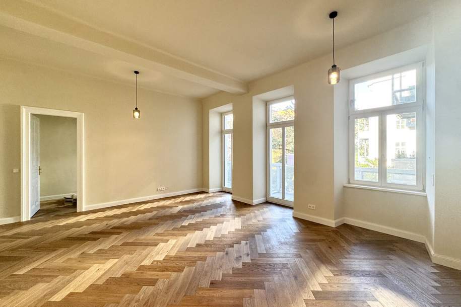 BALKON über 4 Fenster mit über 14 qm! Generalsanierter Altbau beim Belvedere mit 2 Bädern!, Wohnung-kauf, 990.000,€, 1040 Wien 4., Wieden