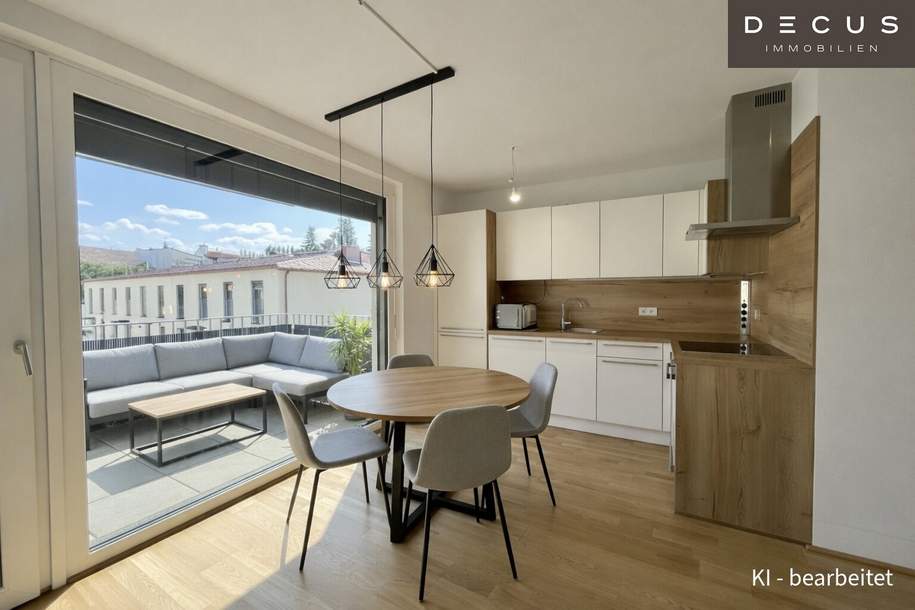 | 2 ZIMMER WOHNUNG | MIT BALKON | GARAGENSTELLPLATZ MIT E-LADESTATION | NATURNAHE LAGE | RUHIGE ANLAGE | NEUBAU |, Wohnung-miete, 985,00,€, 1210 Wien 21., Floridsdorf