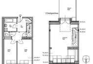 UNBEFRISTET, DACHGESCHOSS, 87 m2 Maisonette mit 16 m2 Terrasse, 2 Zimmer, Wohnküche, Wannenbad, Parketten, Biedergasse, gefördert