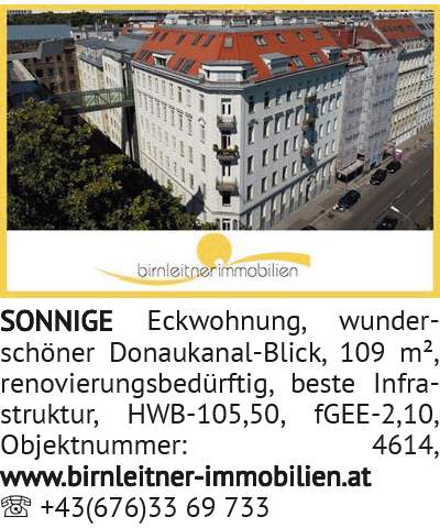SONNIGE Eckwohnung, wunderschöner Donaukanal-Blick, 109 m², renovierungsbedürftig, beste Infras