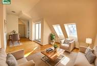 Moderne Dachgeschosswohnung mit großer Terrasse nahe Arthaberplatz in ruhiger Seitengasse! Hohe Decken und Traumbad mit Fenster