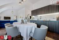 Leben im historischen „Freihof“ in Döbling: großzügige 3 Zimmer Wohnung mit Blick auf die Donau - Optional mit Parkplatz & Garten mit Pool