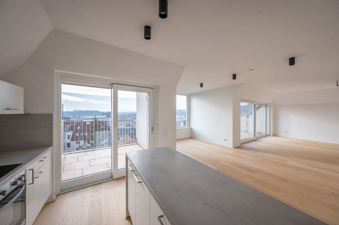 DG-Wohnung mit direktem Liftzugang - Terrassen mit Fernblick - Miete inkl. Heizkosten!