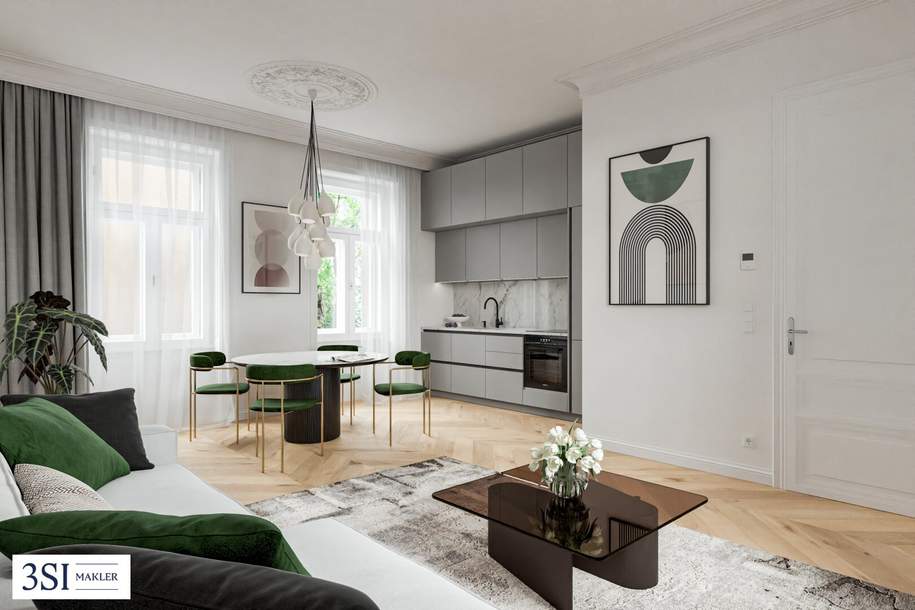 Elegante 4-Zimmer-Wohnung mit wunderbarem Grünblick!, Wohnung-kauf, 1.195.000,€, 1040 Wien 4., Wieden