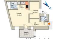 Wien 1020, schönes Apartment mit Balkon, 38 m² mit 2 Zimmern, befristet vermietet