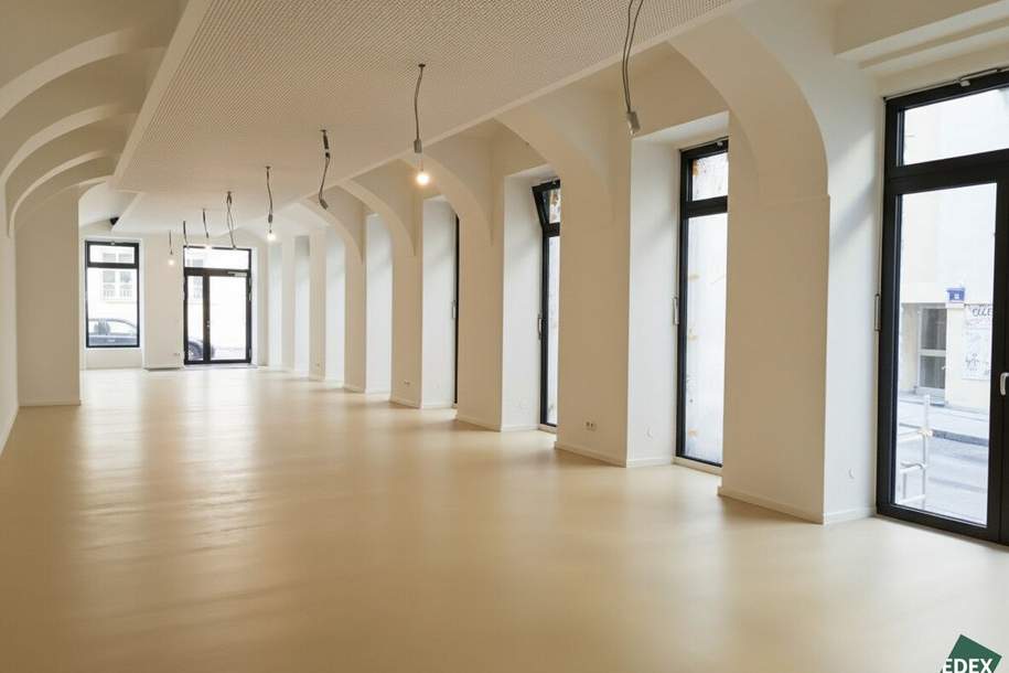 Erstbezug nach Sanierung: Großes, helles Ecklokal im 6.Bezirk, Gewerbeobjekt-miete, 2.605,27,€, 1060 Wien 6., Mariahilf