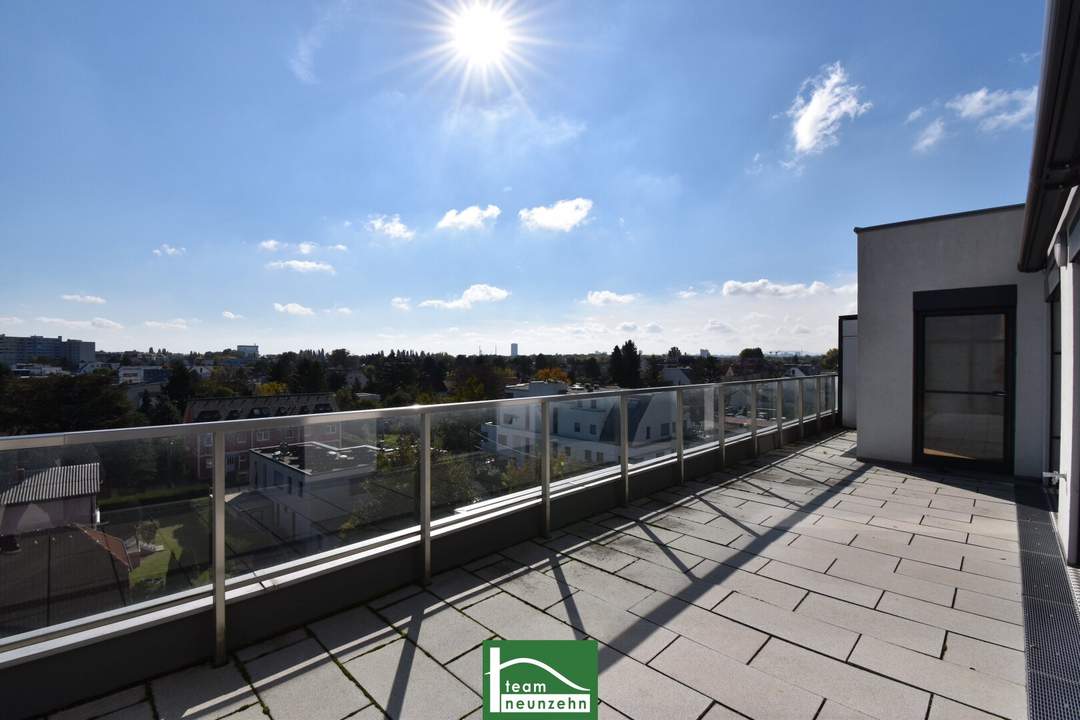 Die Wohnung der Superlative - Atemberaubender Weitblick mit großer Süd-Ost-Terrasse direkt beim Donauzentrum und U1 - Baurecht