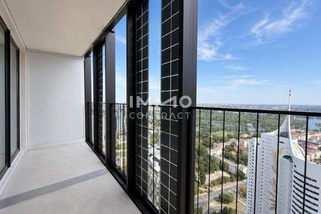 Erstbezug: 34. Etage DC2 Tower - Kompaktes Premium-Studio mit Loggia, Wohnung-miete, 1.100,00,€, 1220 Wien 22., Donaustadt