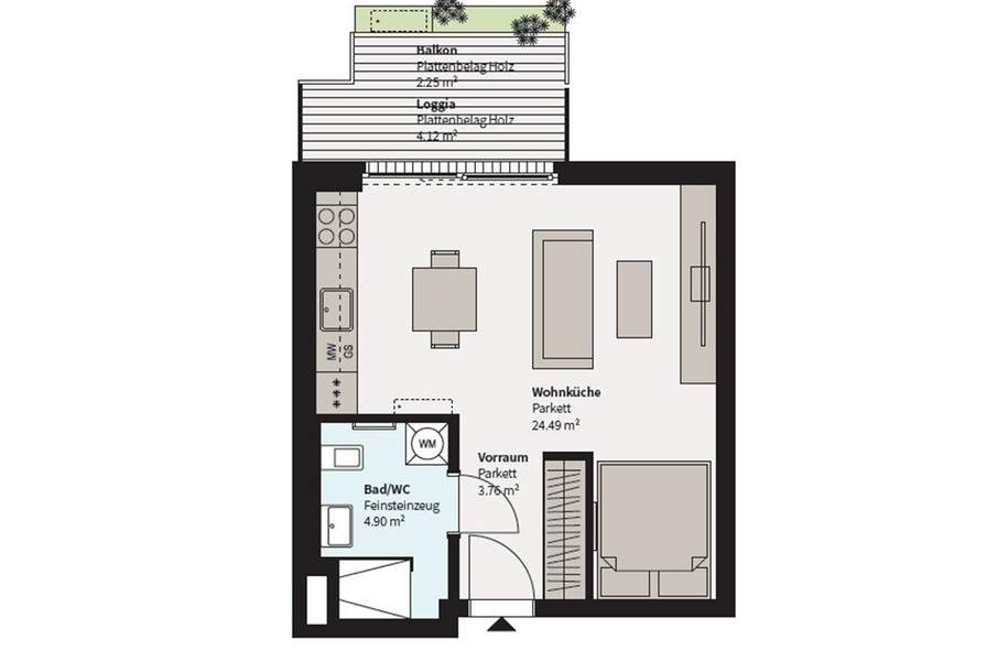 Erstbezug ab April! Moderne Garconniere mit Balkon nahe Donau Zentrum zu vermieten!, Wohnung-miete, 790,00,€, 1220 Wien 22., Donaustadt