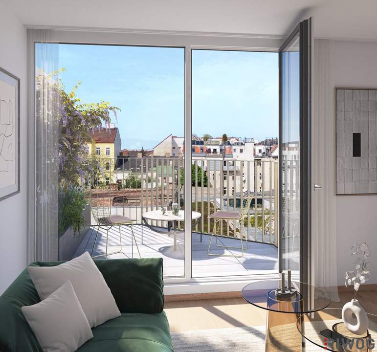 DG-ERSTBEZUG | Gesamtes 2. DG | Hofseitige Terrasse | Lift direkt in die Wohnung | Ost/West | Fernwärme | TG-Stellplatz optional | Nachhaltiges Wohnbauprojekt