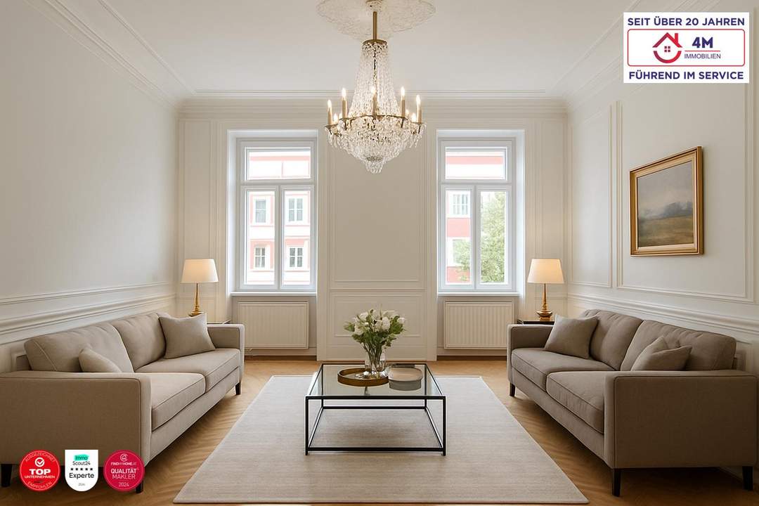 Lichtdurchflutete 2-Zimmer-Wohnung in klassischem Gründerzeithaus, 2020 kernsaniert