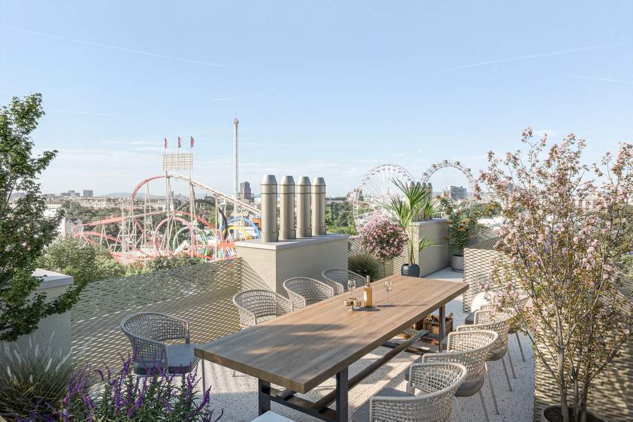 MAISON 29 - L'art de vivre | Fantastischer Weitblick über den Prater I Großzügig angelegte Maisonette mit 2 Terrassen I Historisches Türmchen am Dach, Wohnung-kauf, 2.222.700,€, 1020 Wien 2., Leopoldstadt