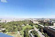 Dachgeschoßwohnung im 19ten Stock mit beeindruckendem Ausblick auf den Schweizer Garten