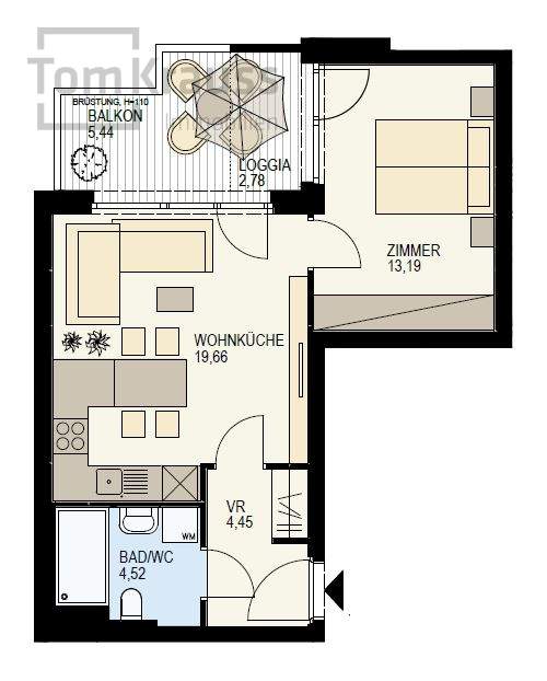 2 ZIMMER PÄRCHENHIT MIT BALKON