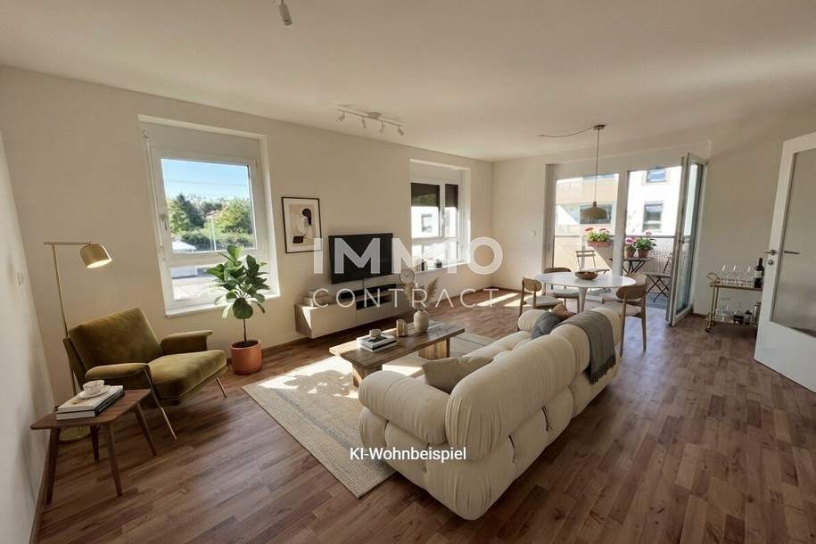 Helle 3-Zimmer-Wohnung mit Loggia &amp; Balkon – durchdachter Grundriss - Erstbezug, Wohnung-legalform.mietkauf, 600,€, 2013 Hollabrunn