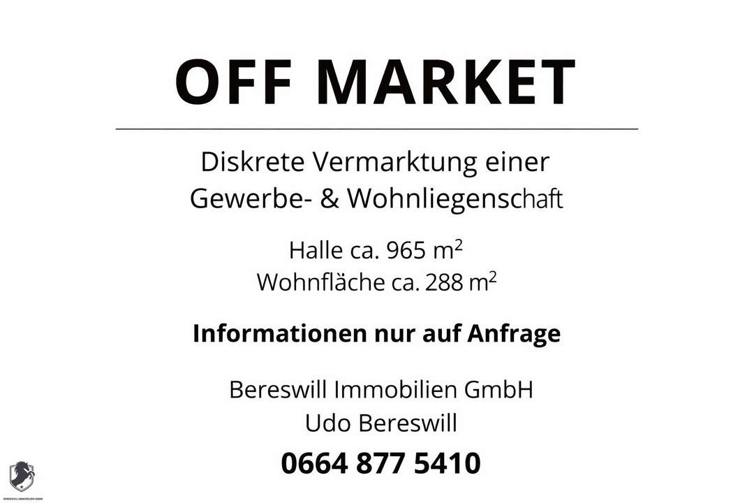 Off-Market: Liegenschaft mit bewilligter Wirtschaftshalle (ca. 965 m²)
