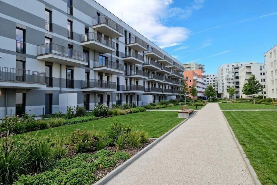Erstbezug neben Alter Donau und U1 Kagran! Hochwertige 2-Zimmer-Wohnung mit Balkon, Wohnung-miete, 1.230,00,€, 1210 Wien 21., Floridsdorf