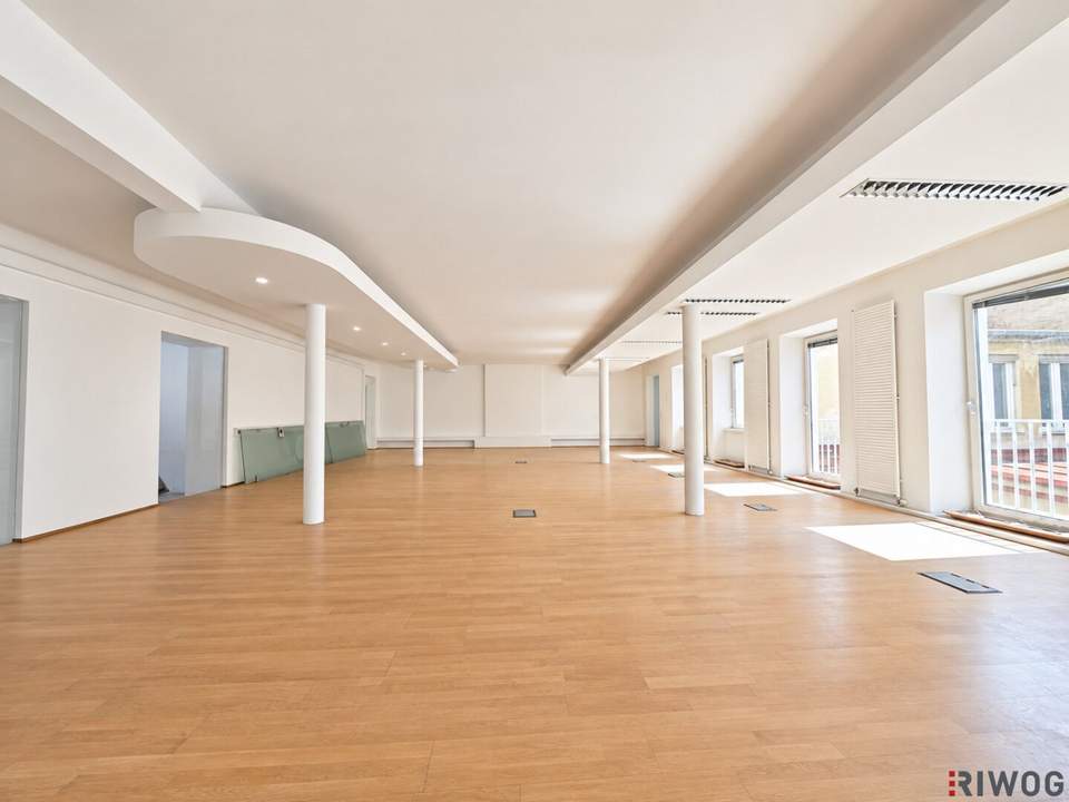 Hofruhelage direkt am Naschmarkt | 252,75m² Büro für Kreative | 135m² frei einteilbarer Raum | unbefristet