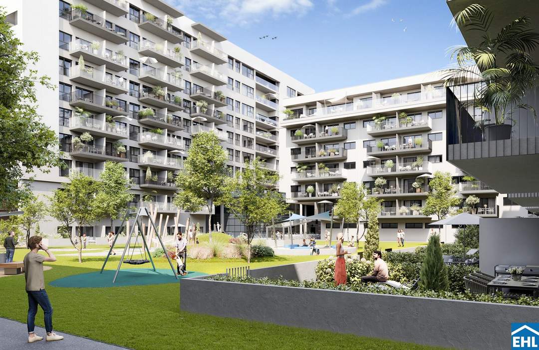 Grüne Oase in der Stadt – Wohnen mit Park &amp; Spielplatz im Innenhof