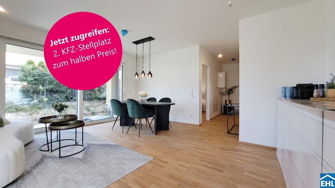 Sichern Sie sich den zweiten KFZ-Stellplatz jetzt mit 50 % Preisvorteil.