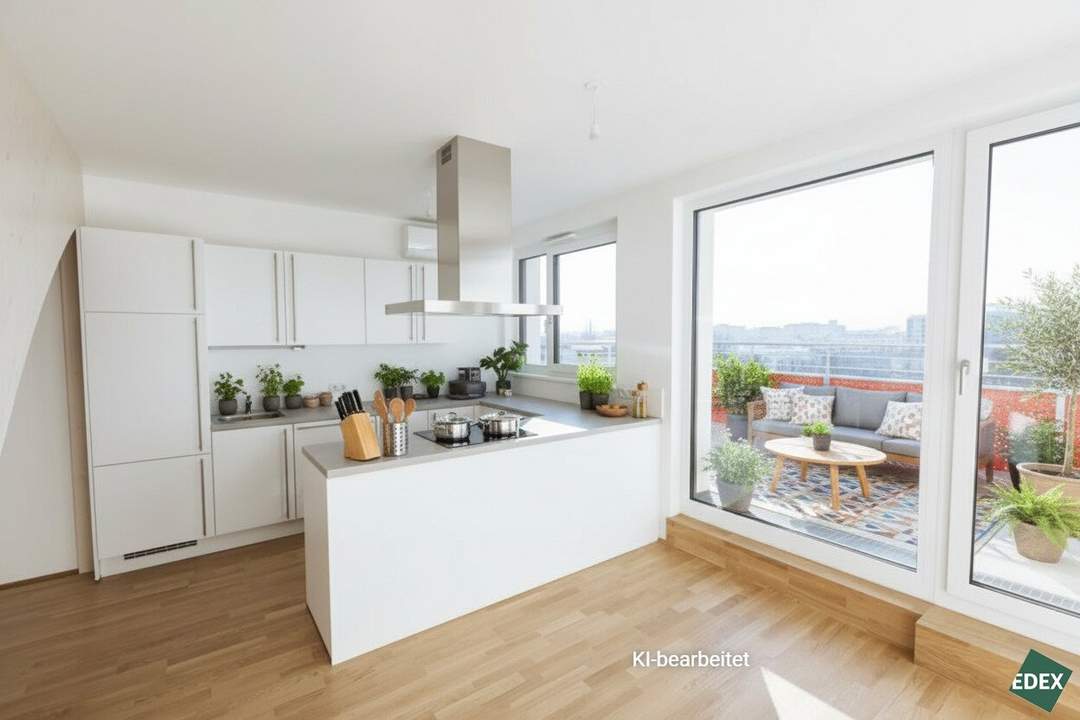 PROVISIONSFREI – Klimatisierte 5 Zimmer-Dachmaisonette inklusiver moderner Wohnküche, mit 4 Terrassen und Garagenplatz