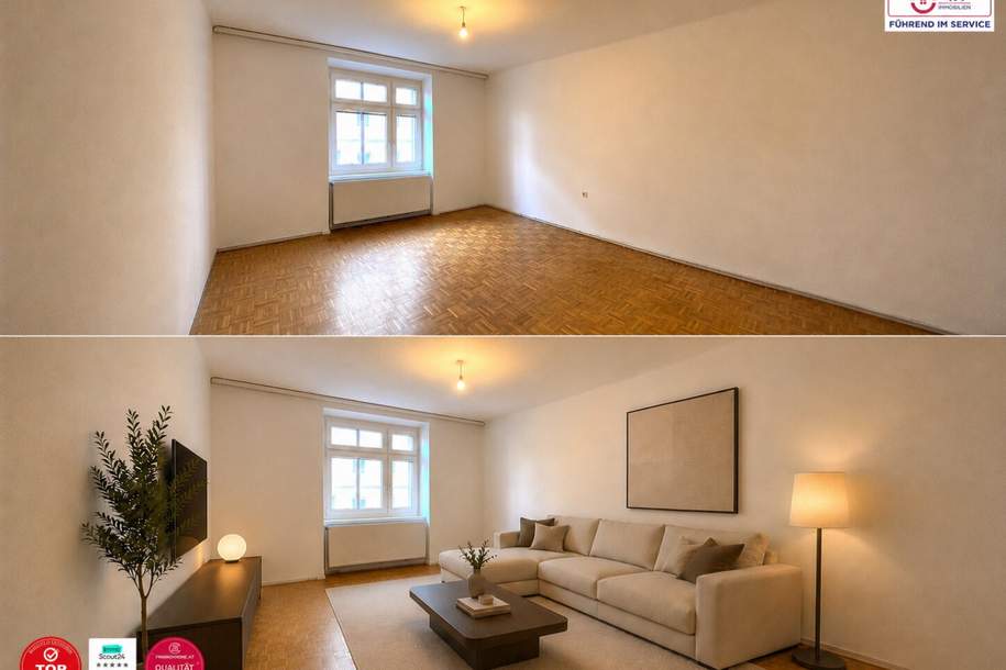 Drei Zimmer Wohnung-Hell-Klar-Altbau, Wohnung-kauf, 275.000,€, 1100 Wien 10., Favoriten