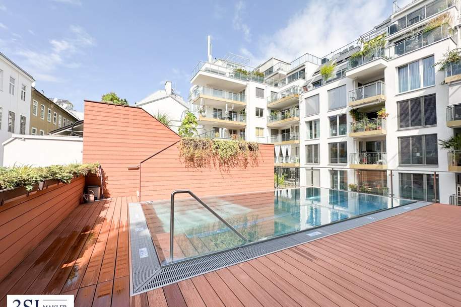 Dachterrassentraum - Einzigartiger Ausblick - Vollmöbliert - Gemeinschaftspool - in Bestlage des 2. Bezirks, Wohnung-miete, 2.199,99,€, 1020 Wien 2., Leopoldstadt