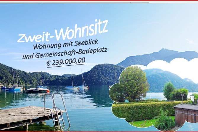 Eine Wohnung mit Zweit-Wohnsitz, Seeblick, Gemeinschaftsbadeplatz und eventuell PKW- Stellplatz., Wohnung-kauf, 239.000,€, 5340 Salzburg-Umgebung