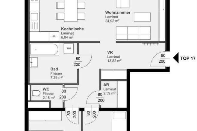 MIT GROSSER LOGGIA - 3-Zimmerwohnung Nähe Hauptbahnhof, Wohnung-miete, 940,62,€, 8020 Graz(Stadt)